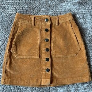 Wild Fable Burnt Orange Corduroy Button Up Skirt Size 0